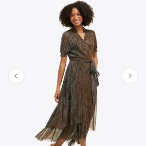 Naomi Wrap Dress in Lurex Plissé XXL
